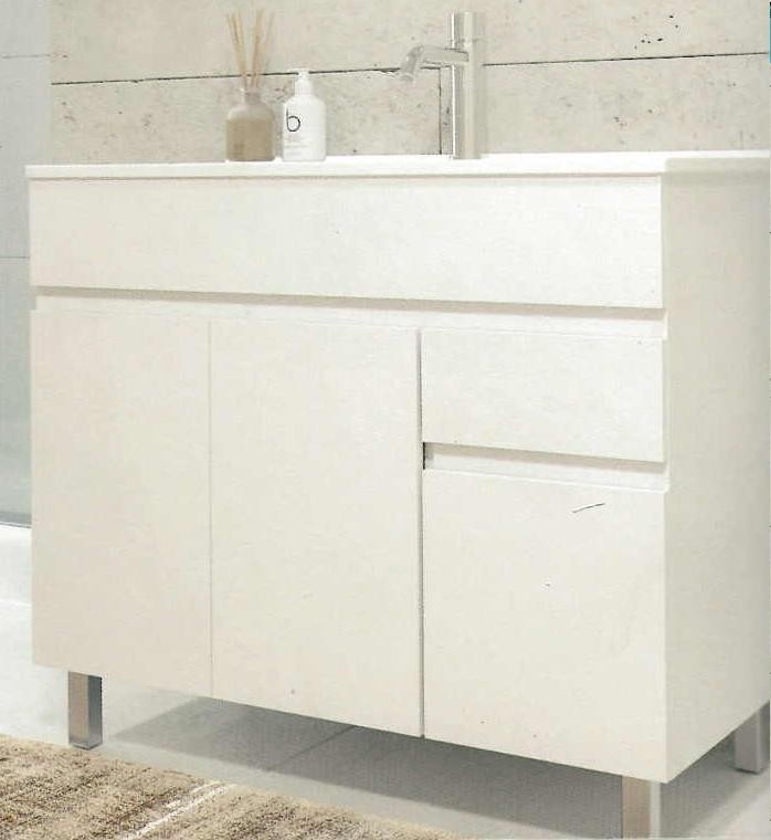 Mueble De Baño Blanco Brillante De 80Cm, Lavabo, Espejo De 80X60 Elba