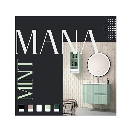 MANA 60cm HANGING BATHROOM FURNITURE WITH 2 DRAWERS + ST SINK + ROUND LED MIRROR